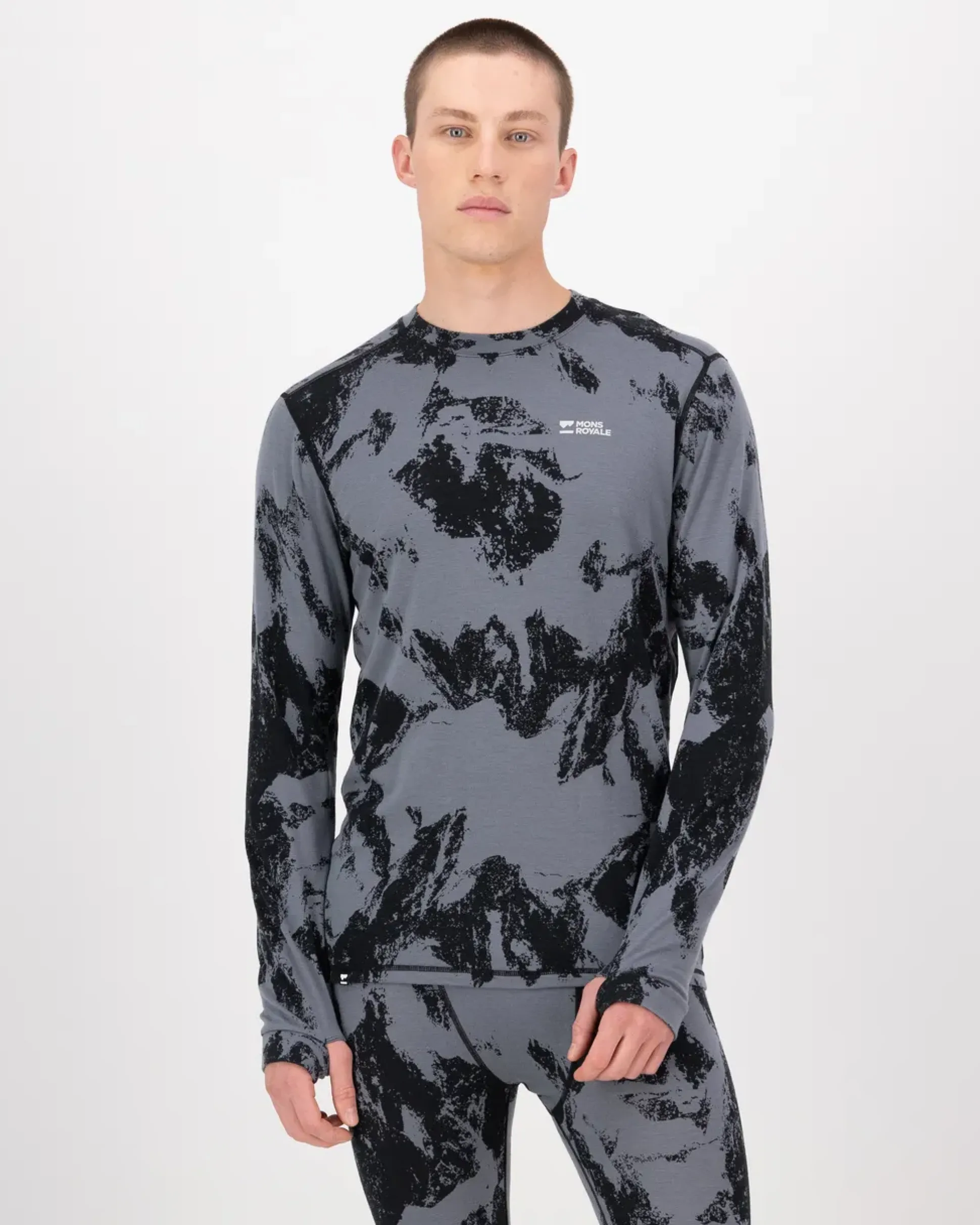 Cascade Merino LS Mountain Pixel Grey