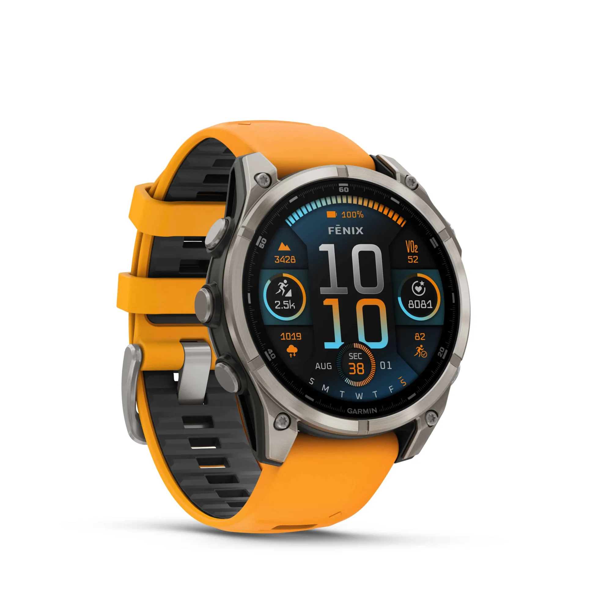 Fenix 8 47mm AMOLED Sapphire Graphit/Titanium - Armband Orange