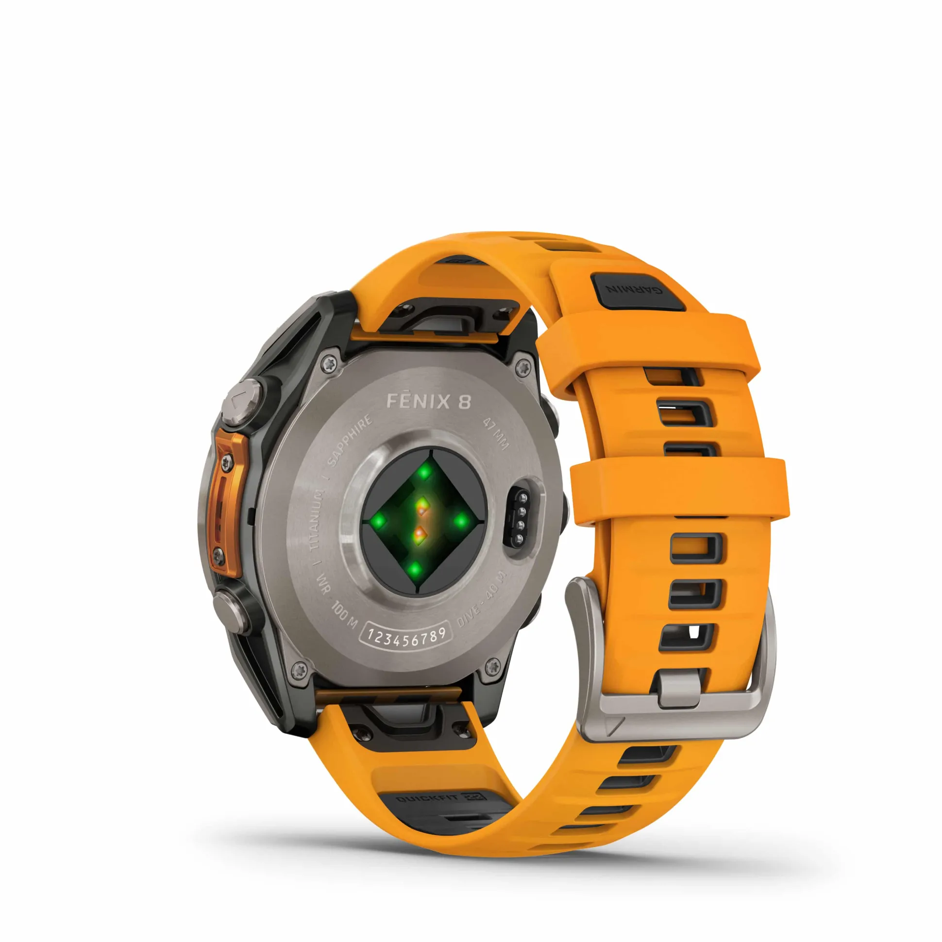 Fenix 8 47mm AMOLED Sapphire Graphit/Titanium - Armband Orange