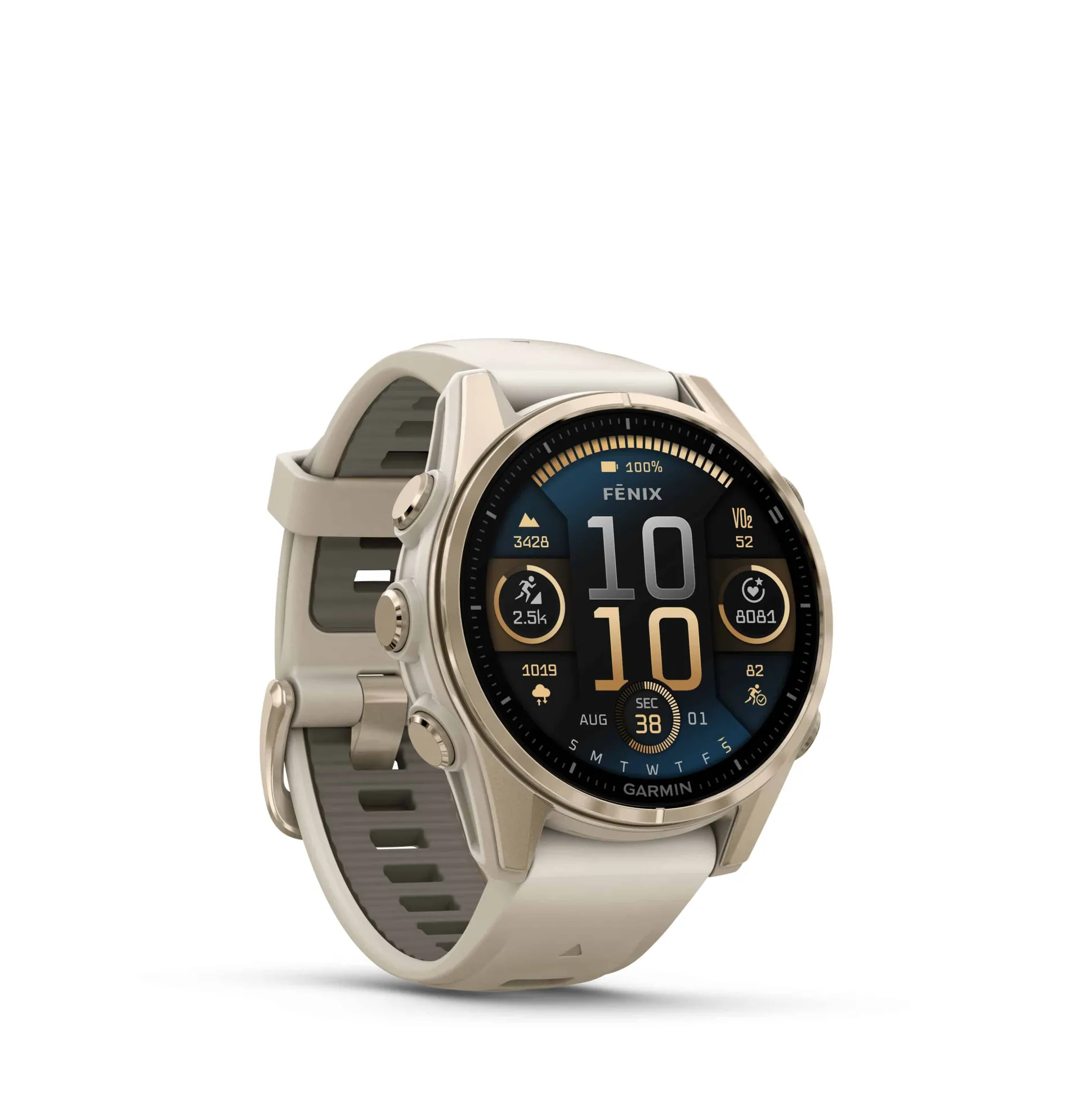 Fenix 8 43mm AMOLED Sapphire Nebelgrau/Softgold - Armband Nebelgrau