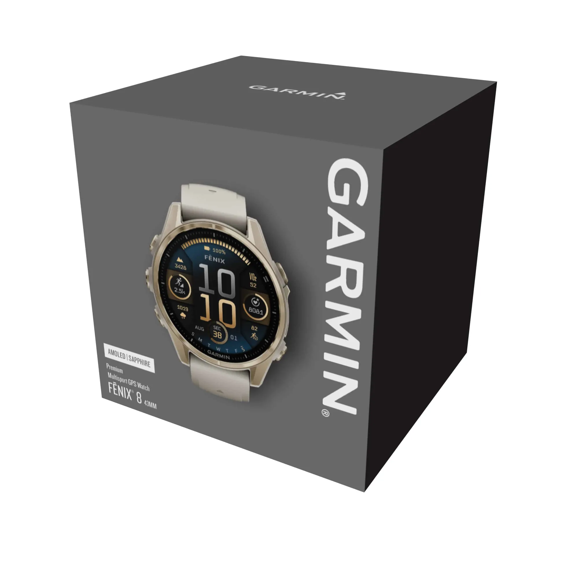 Fenix 8 43mm AMOLED Sapphire Nebelgrau/Softgold - Armband Nebelgrau
