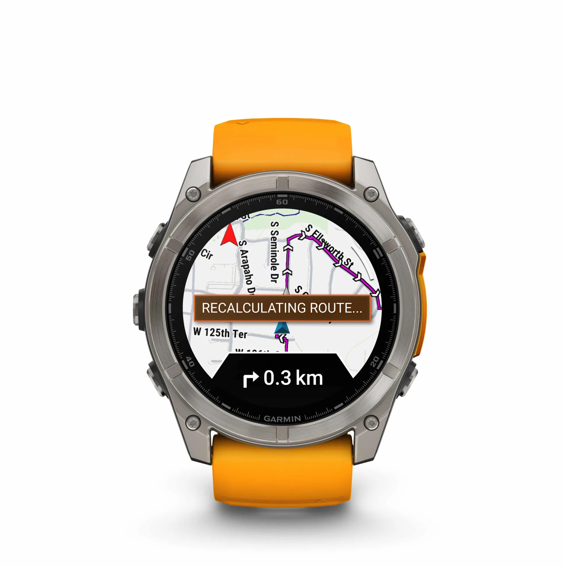 Fenix 8 51mm AMOLED Sapphire Graphit/Titanium - Armband Orange