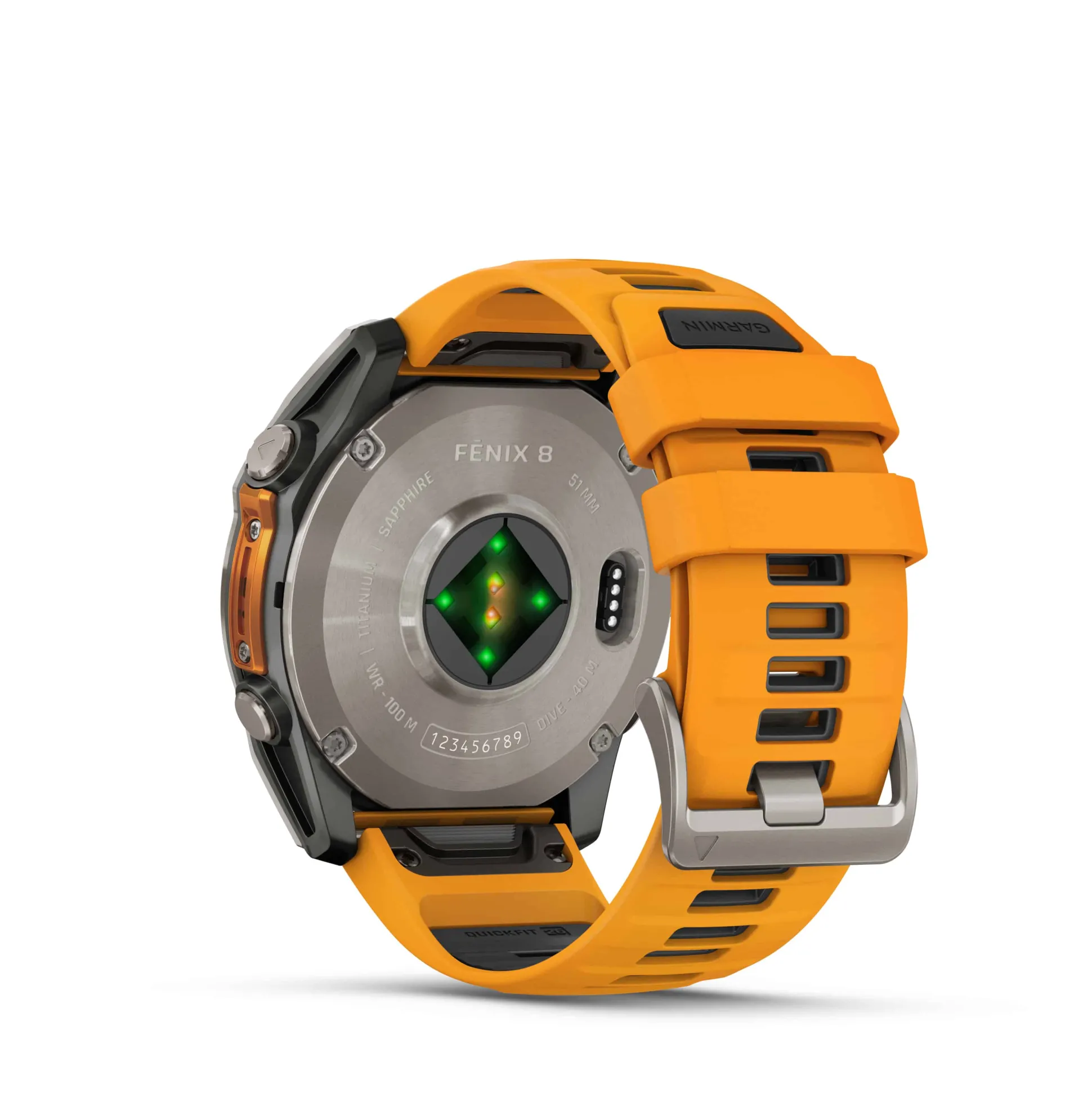 Fenix 8 51mm AMOLED Sapphire Graphit/Titanium - Armband Orange