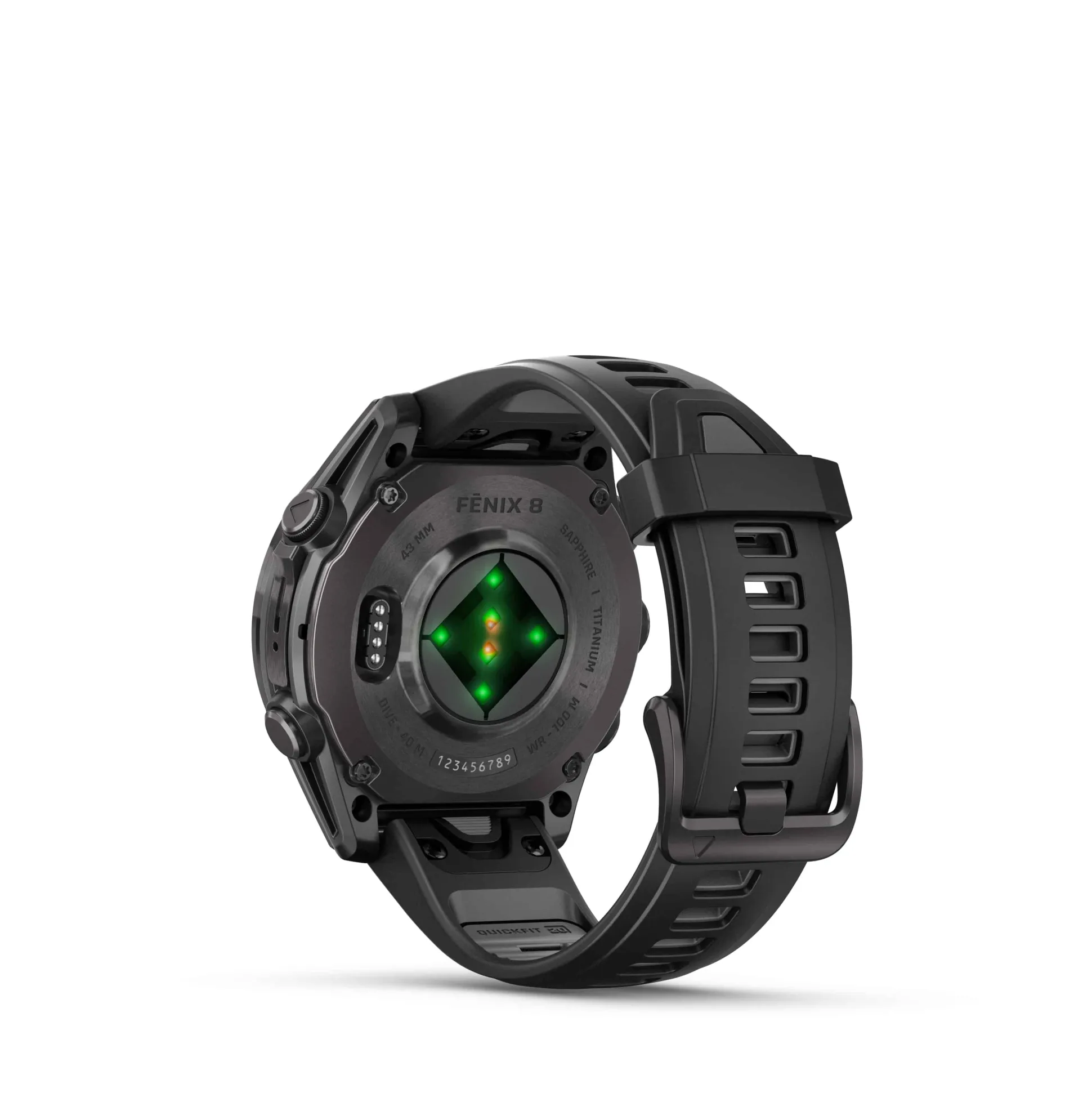 Fenix 8 43mm AMOLED Sapphire Schwarz/Carbongrau - Armband Schwarz