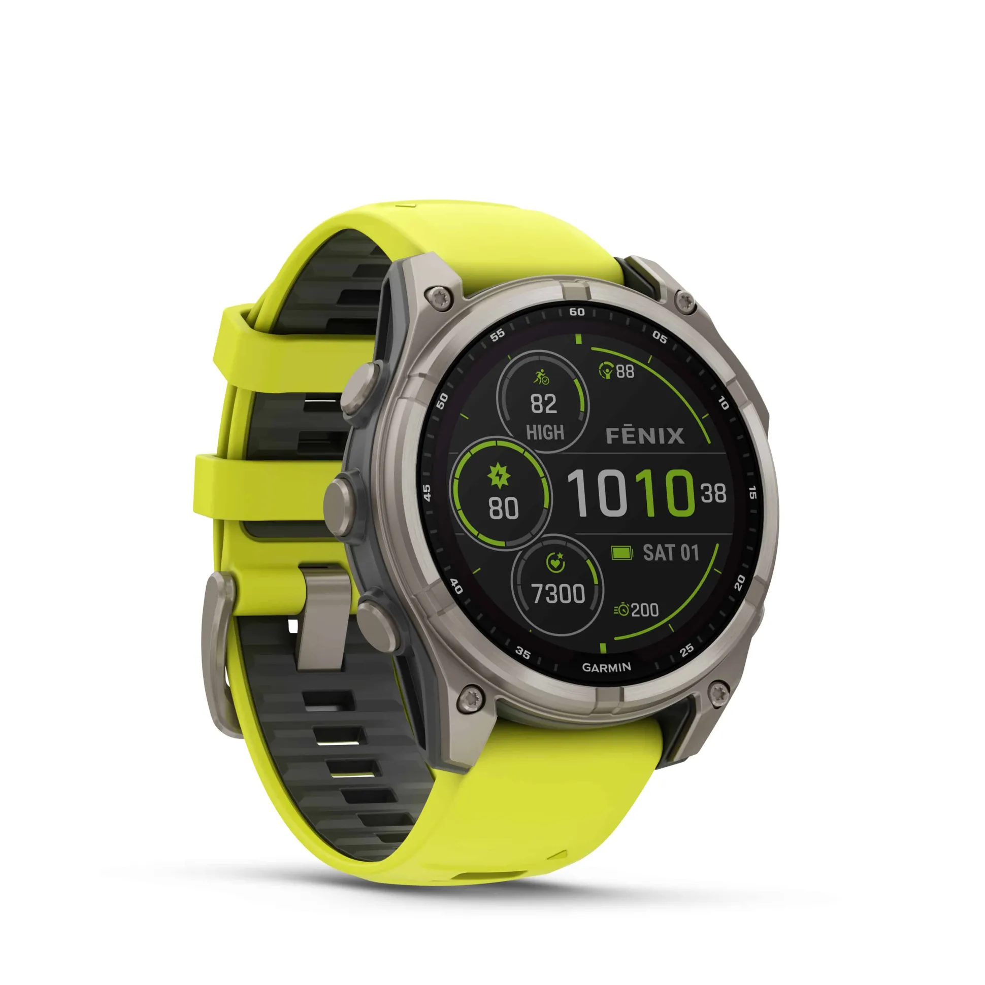Fenix 8 47mm SOLAR Sapphire Graphit/Titanium - Armband Yellow