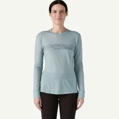 Long-Sleeved Capilene Cool Merino Blend Graphic Shirt Woman - Thermal Blue