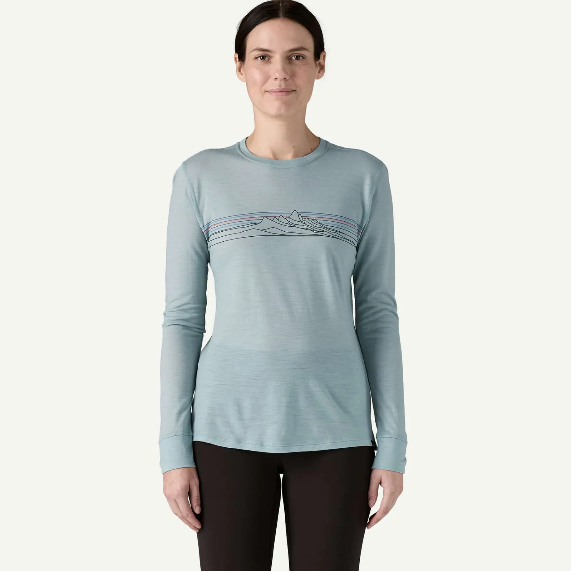 Long-Sleeved Capilene Cool Merino Blend Graphic Shirt Woman - Thermal Blue