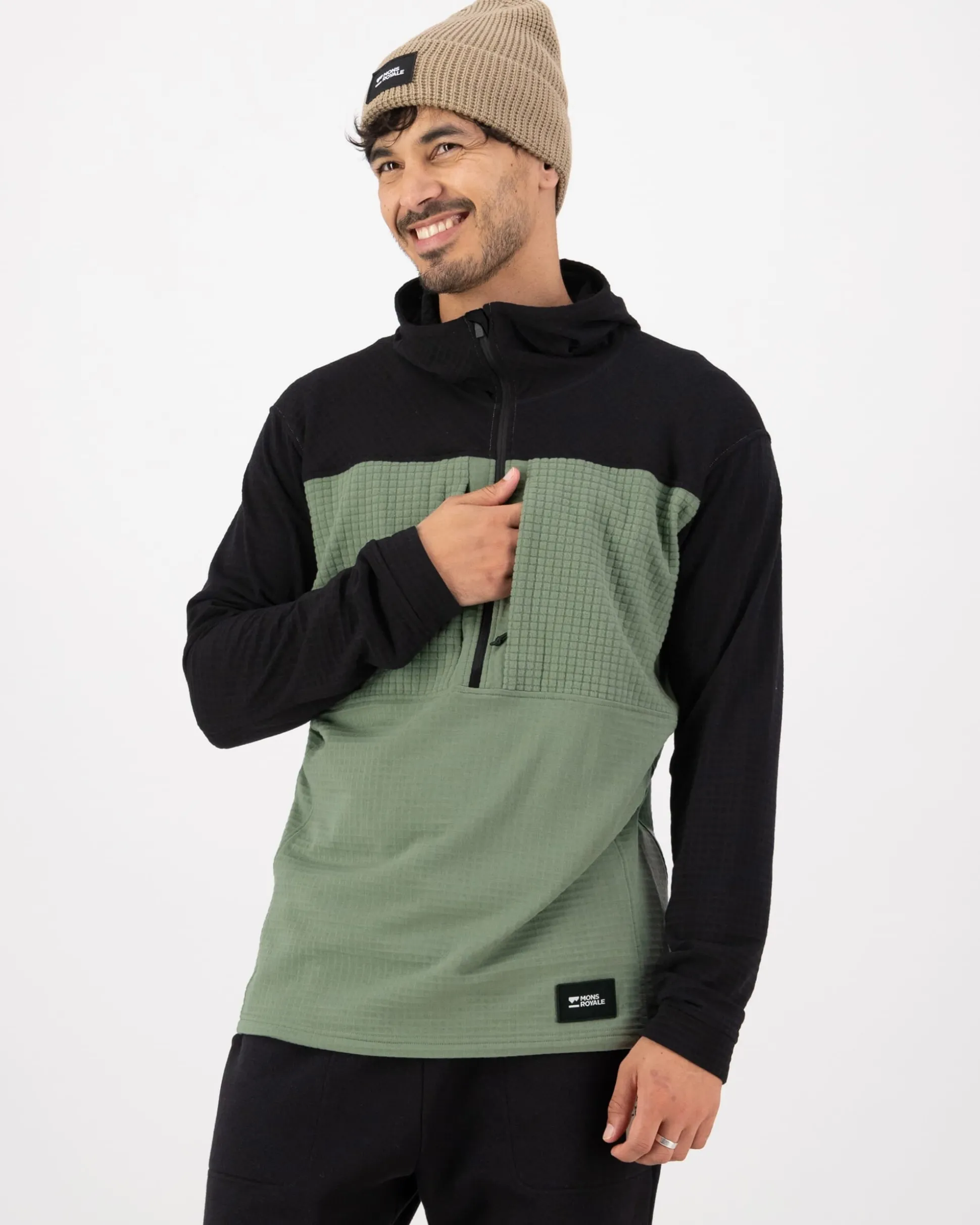 Offgrid Merino Fleece 1/2 Zip Long Sleeve Willow Black