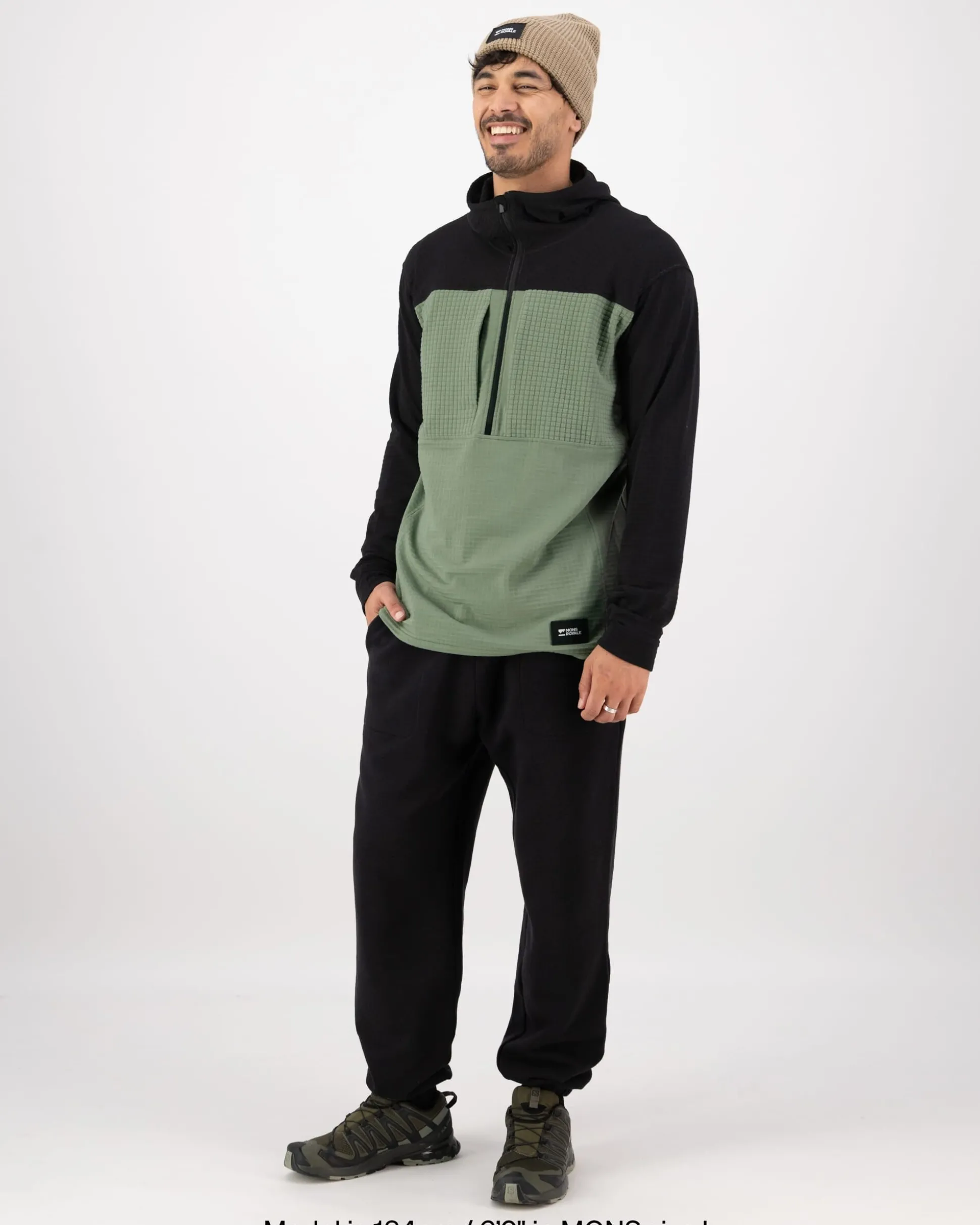 Offgrid Merino Fleece 1/2 Zip Long Sleeve Willow Black