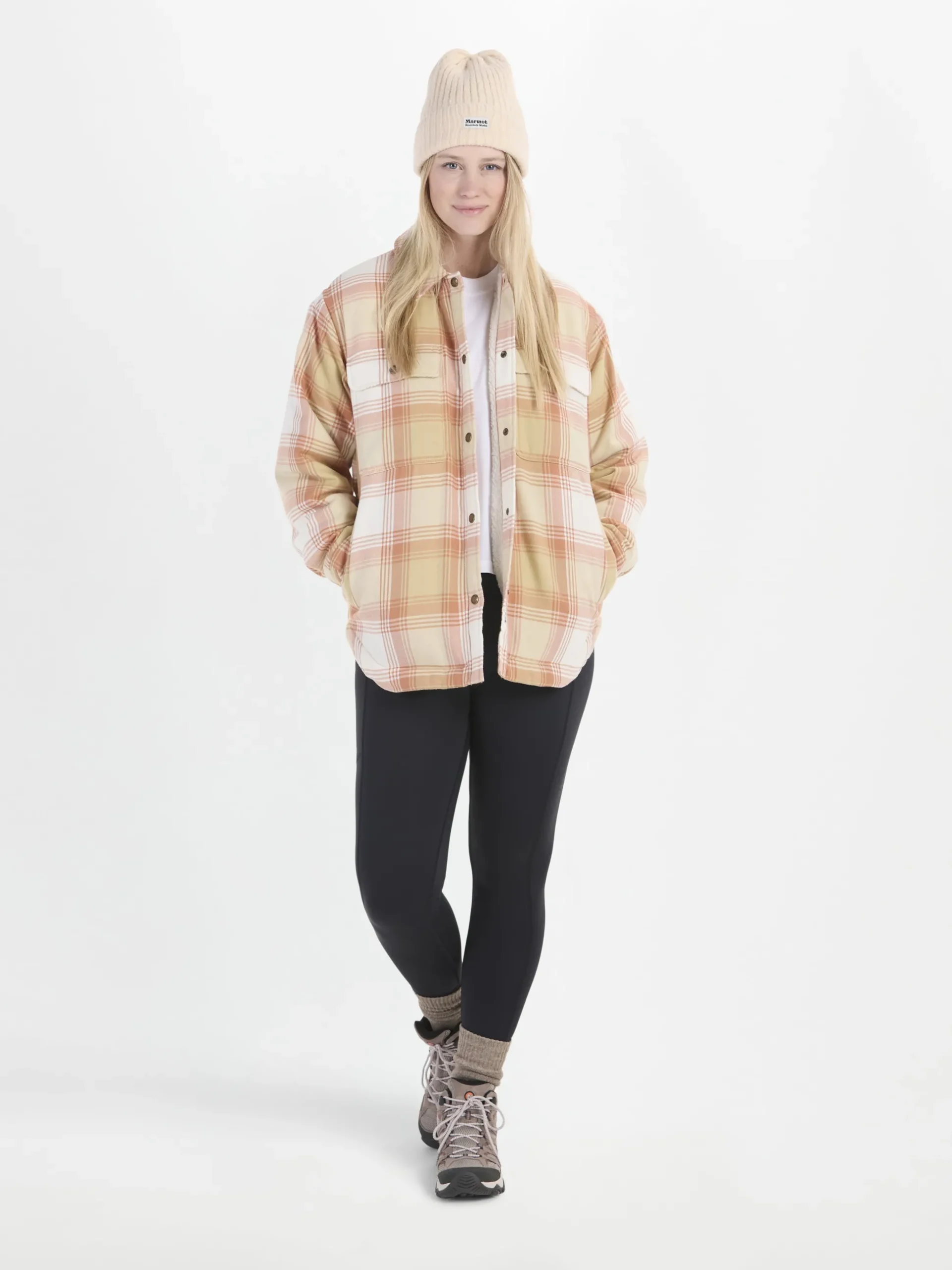Ridgefield Sherpa Flannel Shirt W Light Oak/Papyrus
