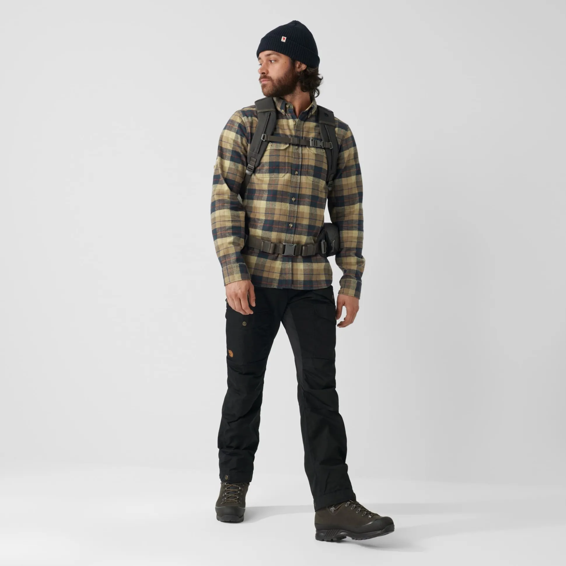 Singi Heavy Flannel Shirt White/Navy