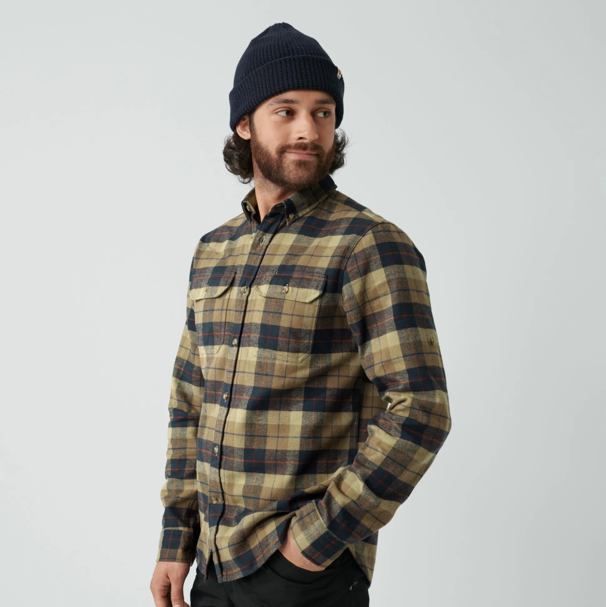 Singi Heavy Flannel Shirt White/Navy