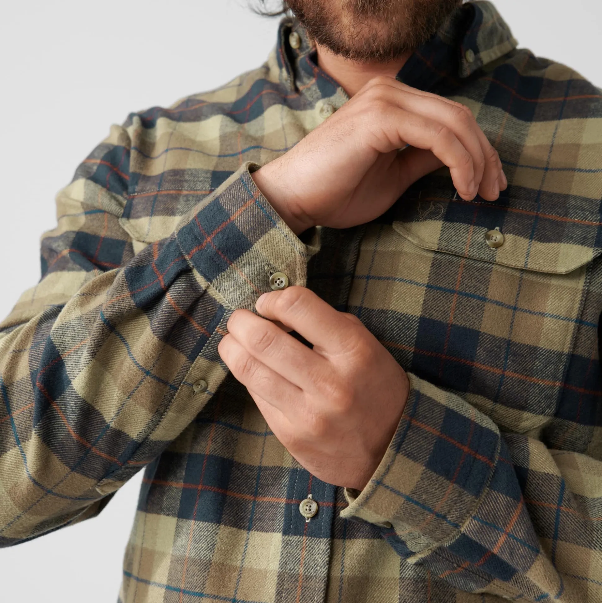 Singi Heavy Flannel Shirt White/Navy