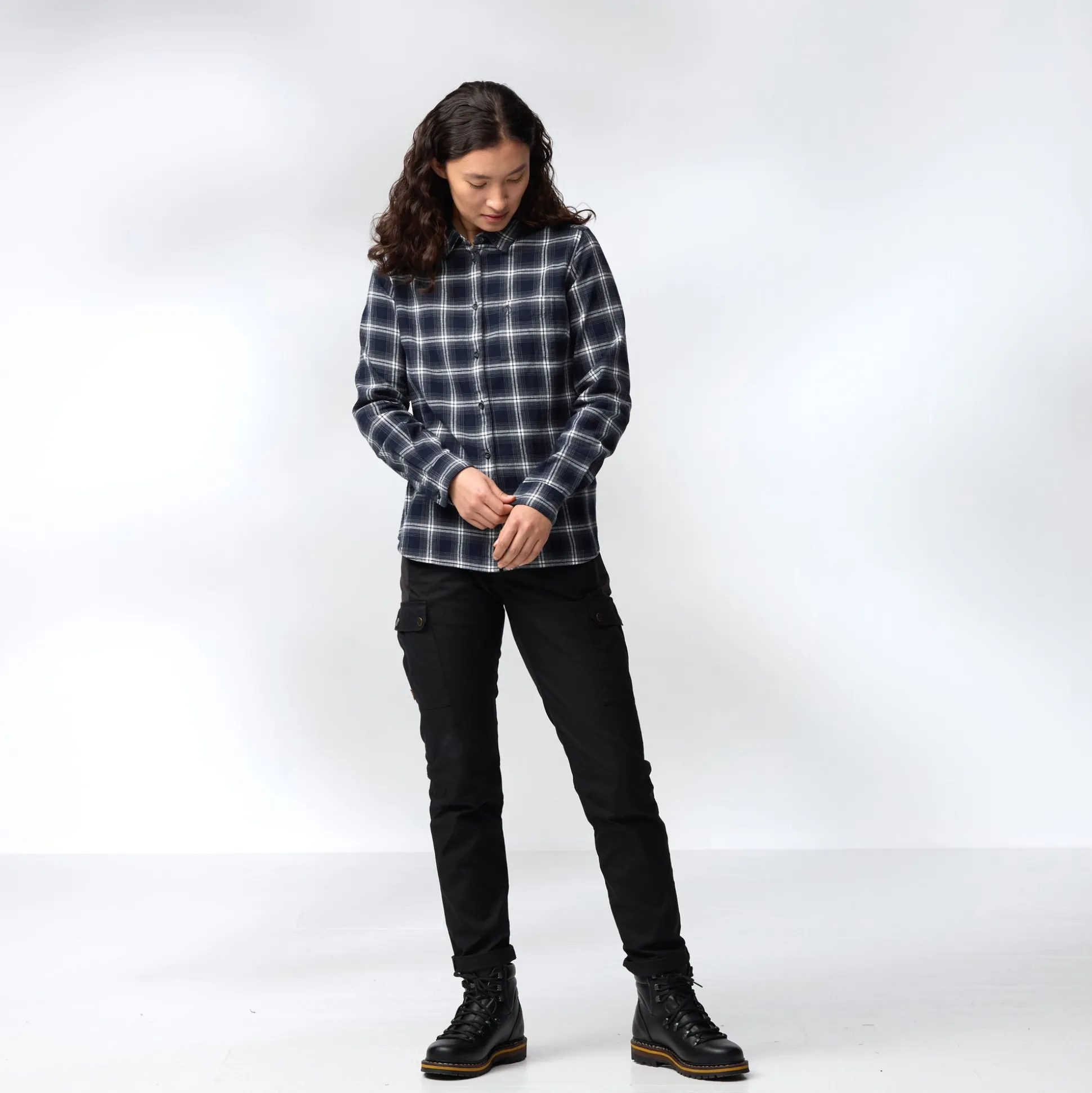 Övik Flannel Shirt W Dark Navy