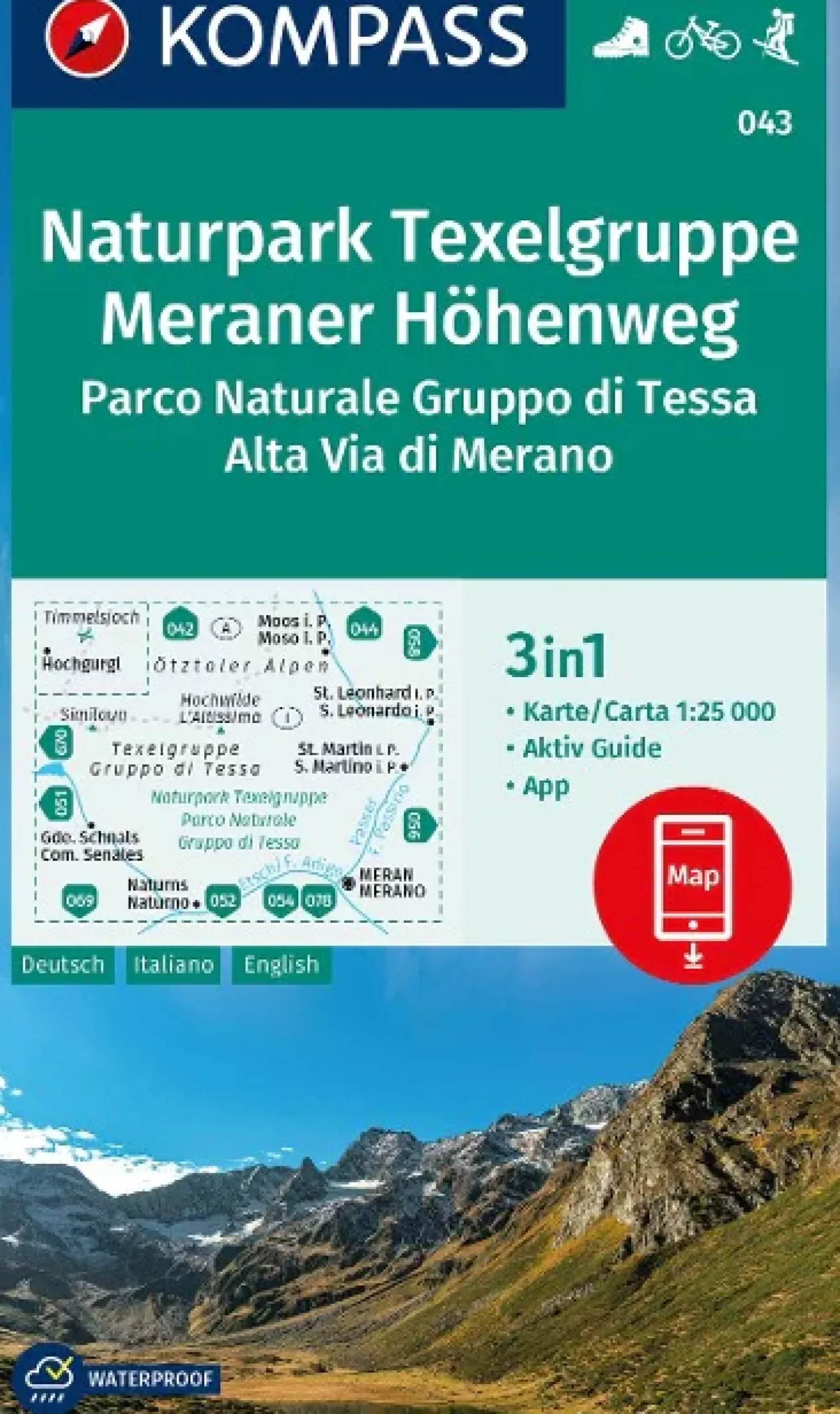 Wanderkarte 043 Naturpark Texelgruppe Meraner Höhenweg