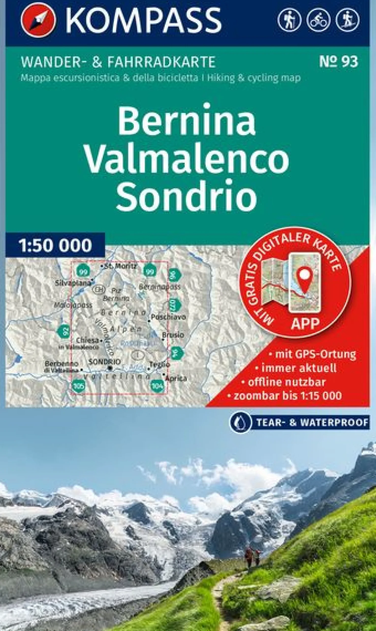 Wanderkarte Bernina, Valmalenco, Sondrio