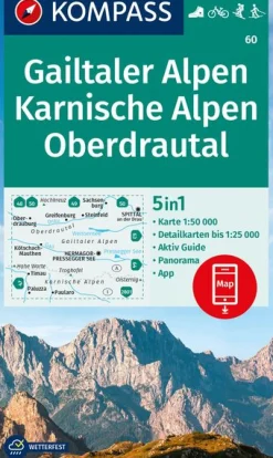 Wanderkarte Gailtaler Alpen, Karnische Alpen, Oberdrautal