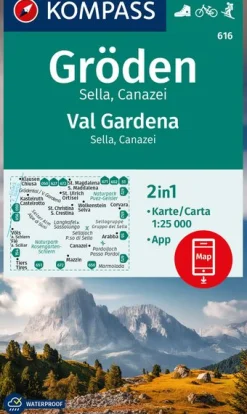 Wanderkarte Gröden, Val Gardena, Sella, Canazei