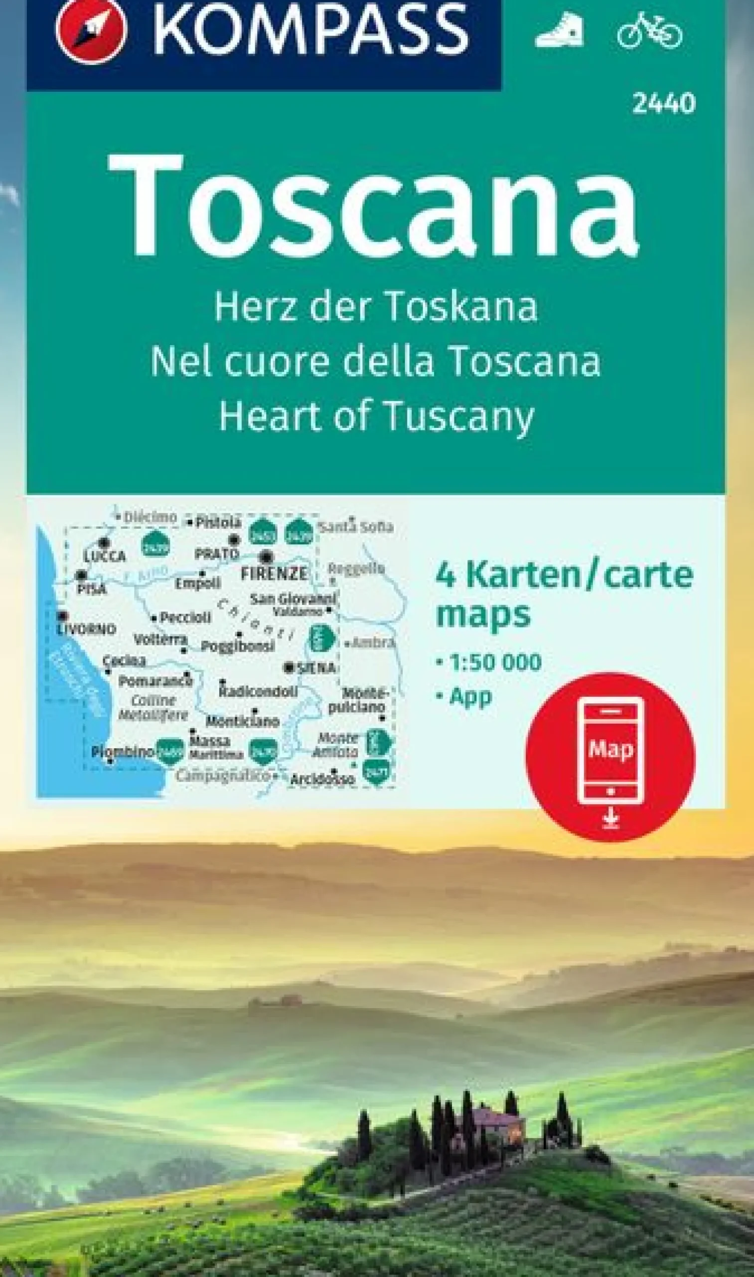 Wanderkarte Herz der Toskana - 4 Karten