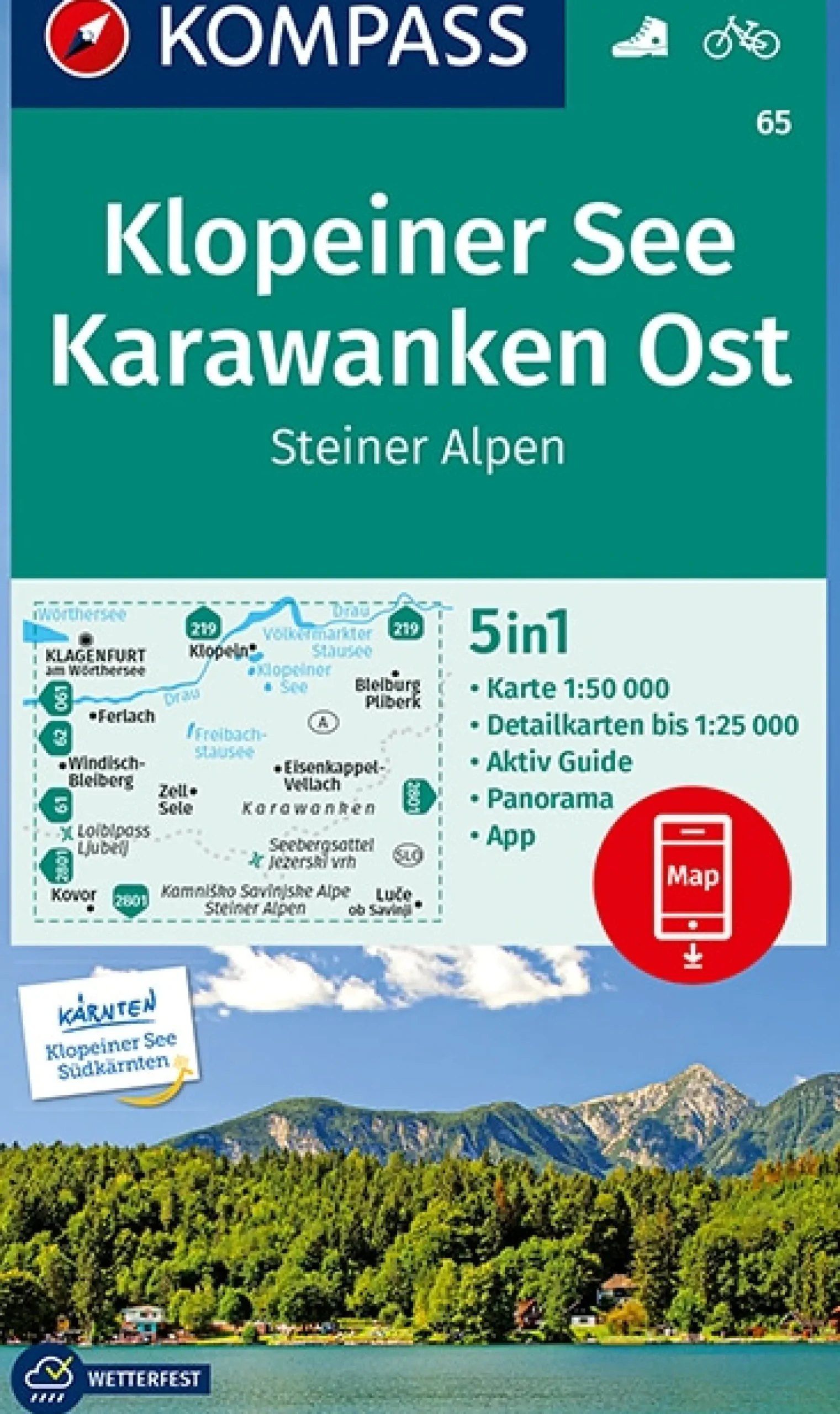 Wanderkarte Klopeiner See, Karawanken Ost, Steiner Alpen