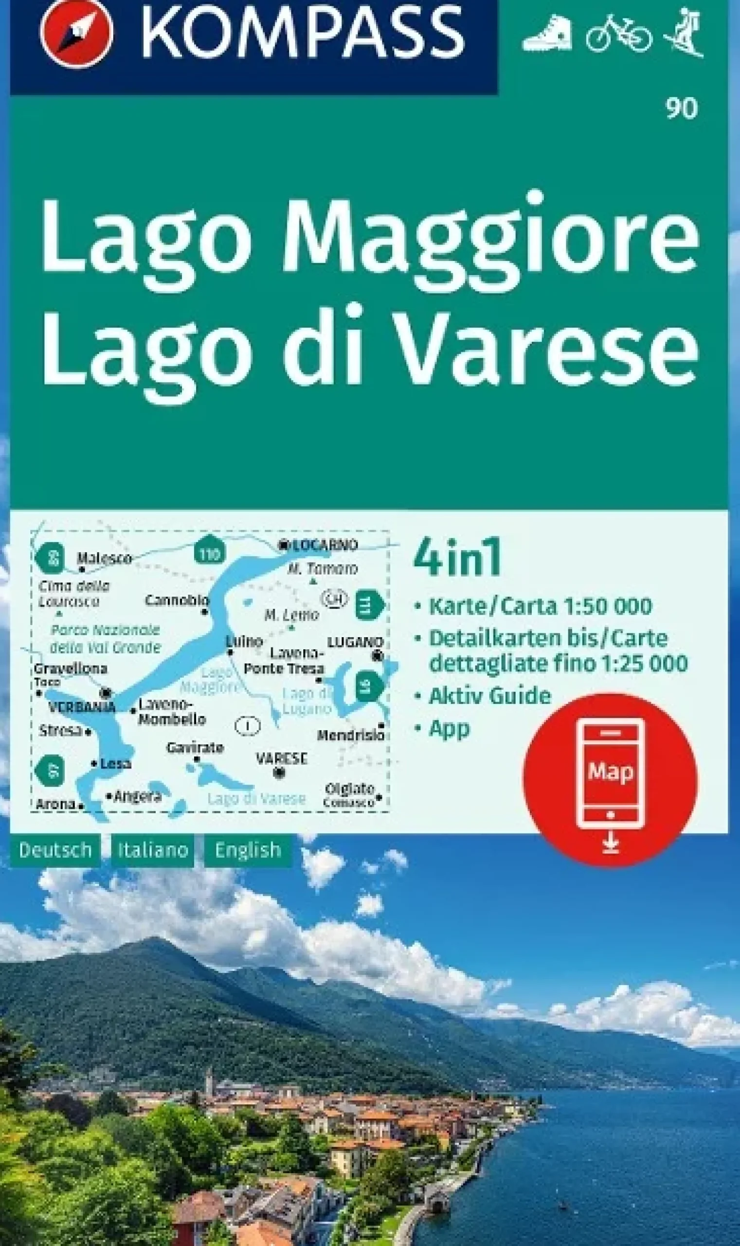 Wanderkarte Lago Maggiore, Lago di Varese