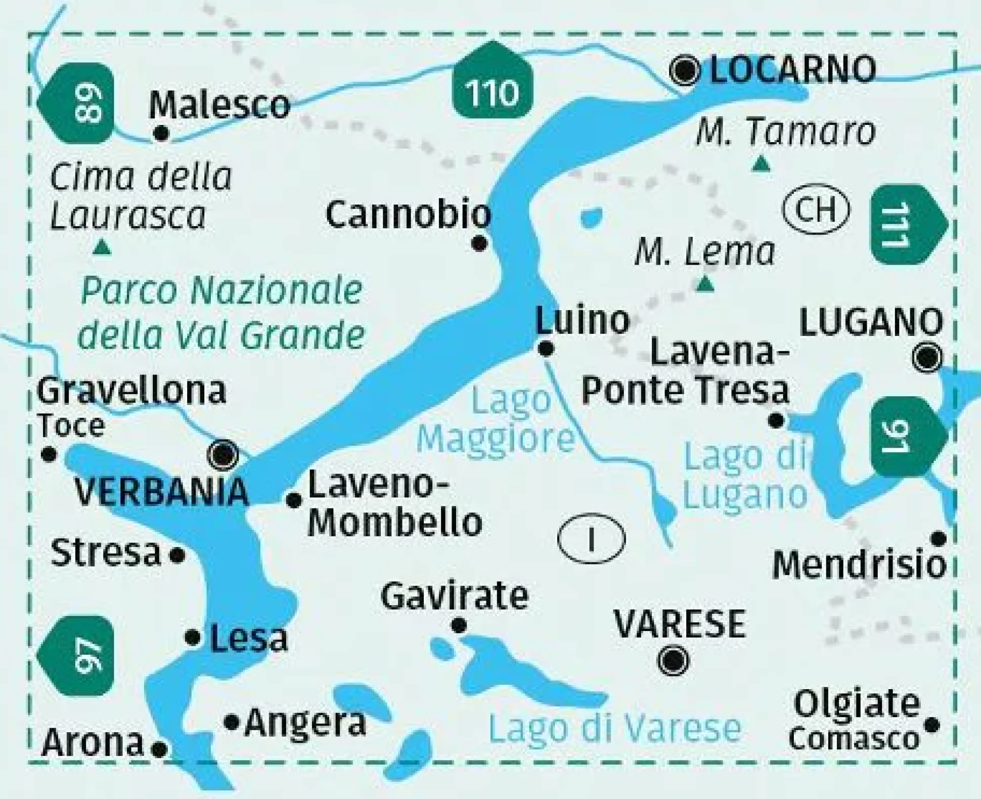 Wanderkarte Lago Maggiore, Lago di Varese