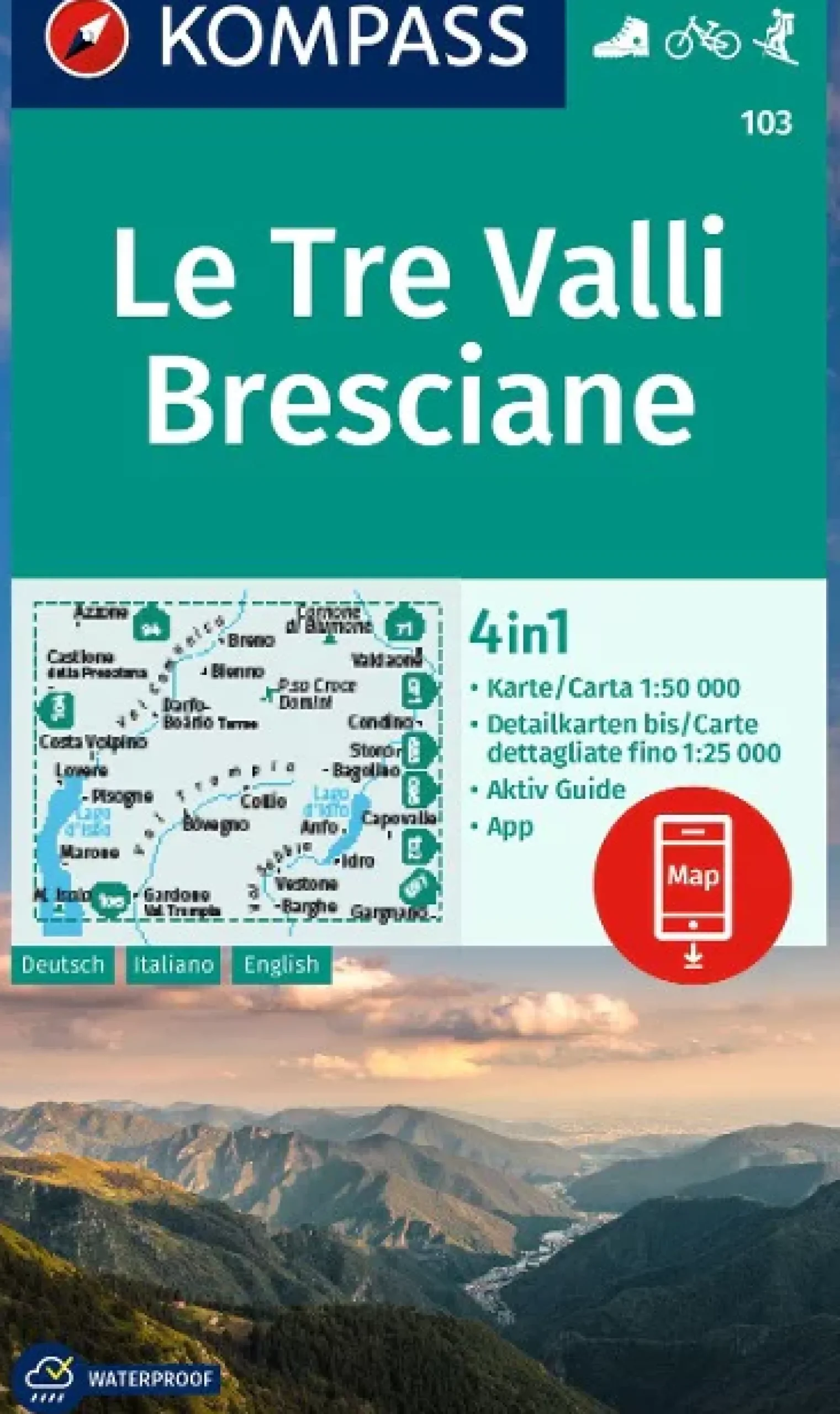 Wanderkarte Le Tre Valli Bresciane