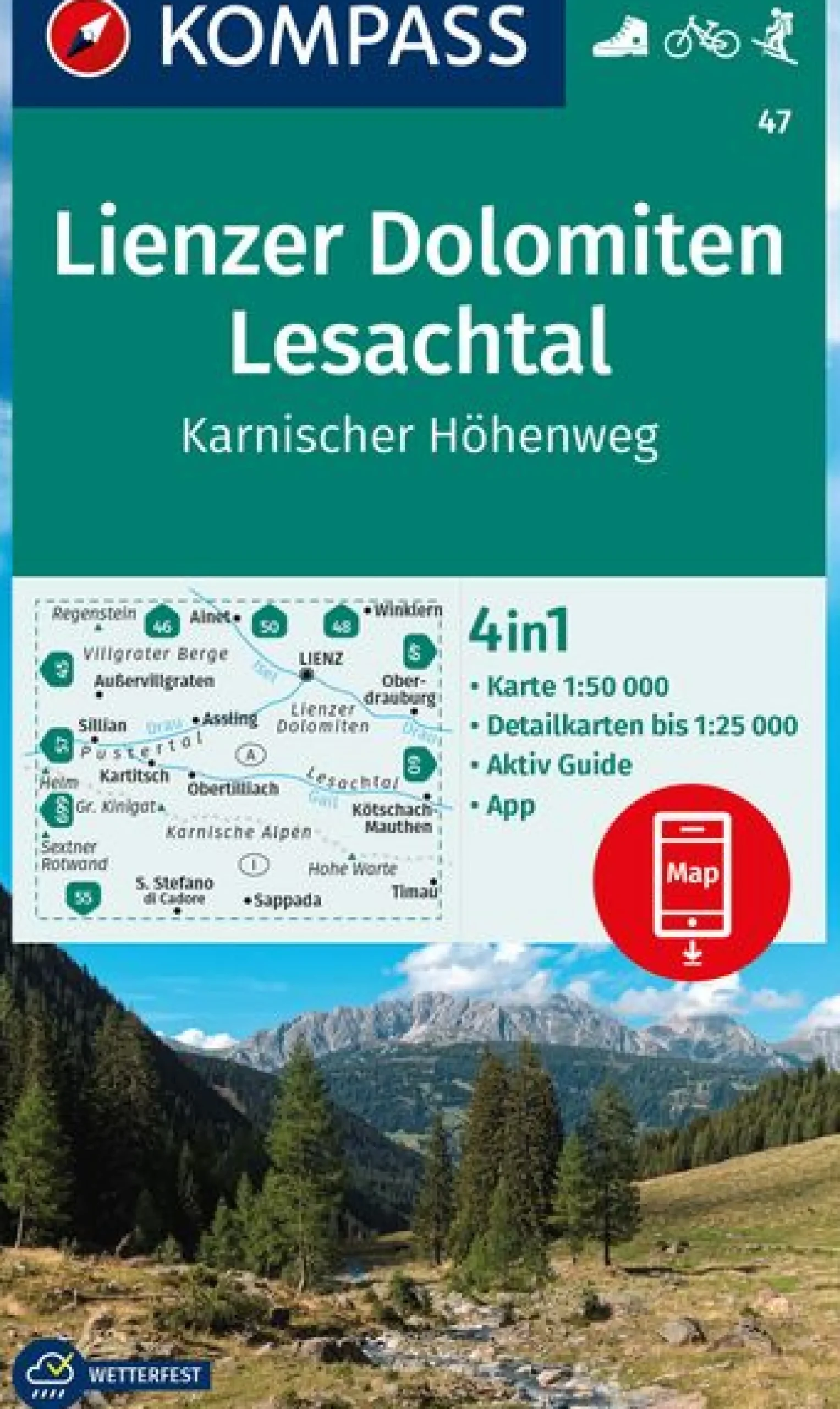 Wanderkarte Lienzer Dolomiten, Lesachtal, Karnischer Höhenweg