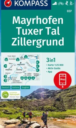 Wanderkarte Mayrhofen, Tuxer Tal, Zillergrund