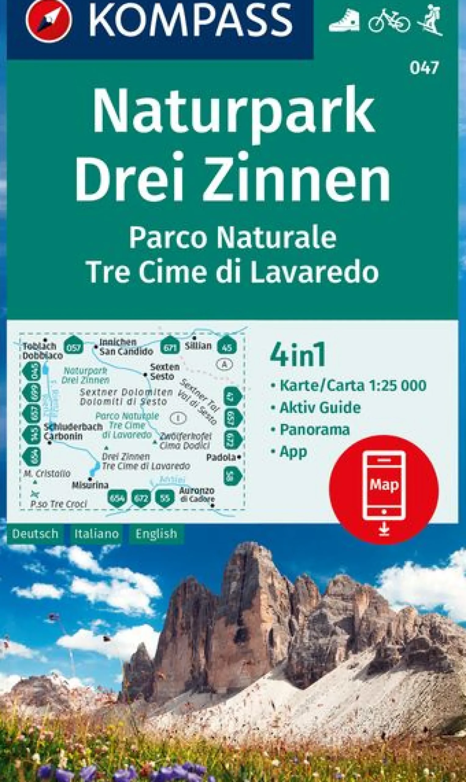 Wanderkarte Naturpark Drei Zinnen