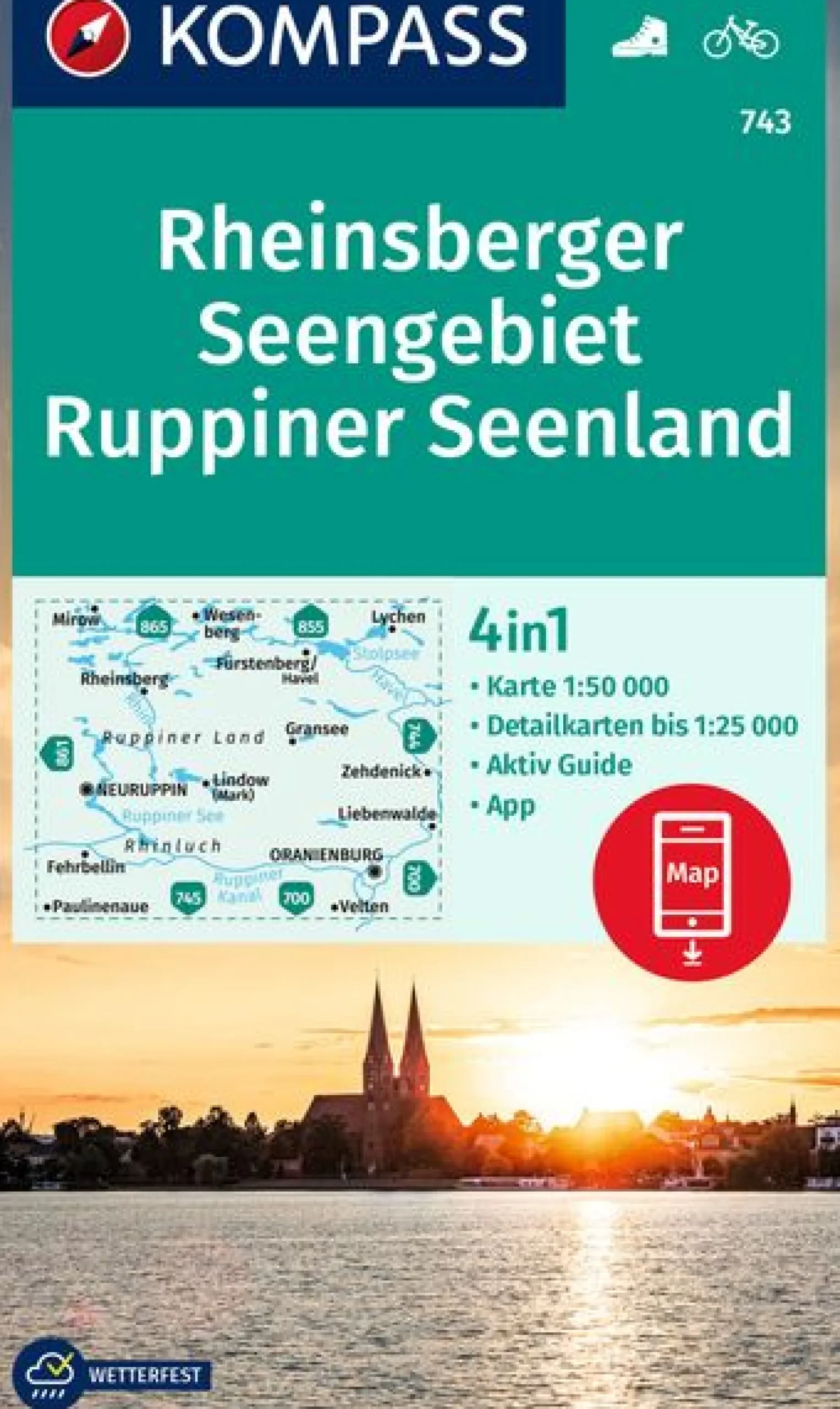 Wanderkarte Rheinsberger Seengebiet, Ruppiner Seenland