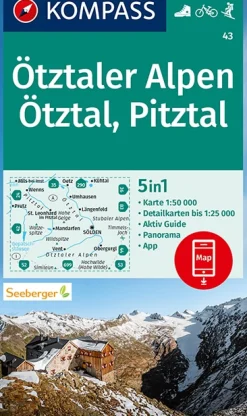 Wanderkarte Ötztaler Alpen, Ötztal, Pitztal