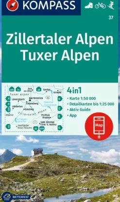 Wanderkarte Zillertaler Alpen, Tuxer Alpen